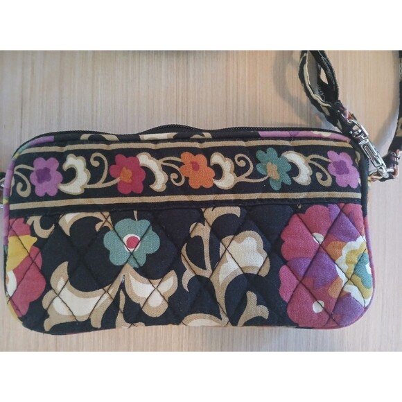Vera Bradley Zip Wristlet Wrist Wallet Floral Small Quilted Logo Keychain Strap - Picture 6 of 13